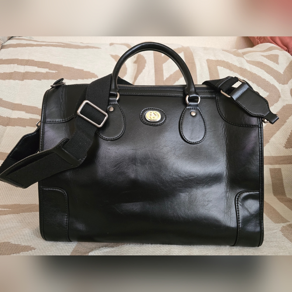 Gucci Black Leather Weekend Duffle Bag